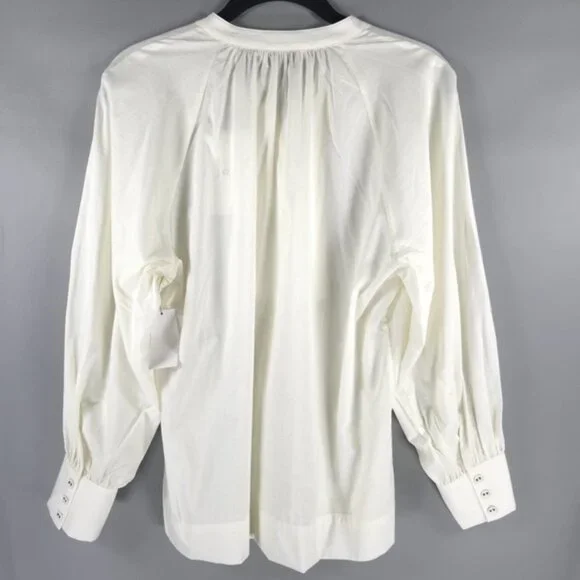 NWT Joie Dracha Porcelain Pleated Top Long Sleeve Top 9118P04950B Size S